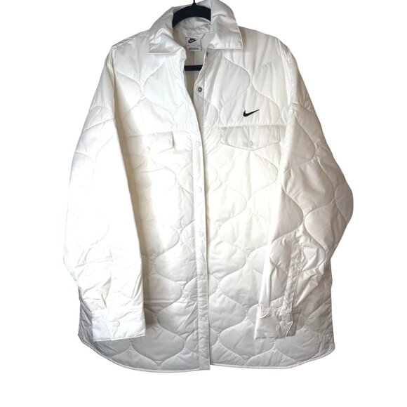 NWT Nike XL White Quilted Oversized Fit Jacket Knee Length - Picture 1 of 15